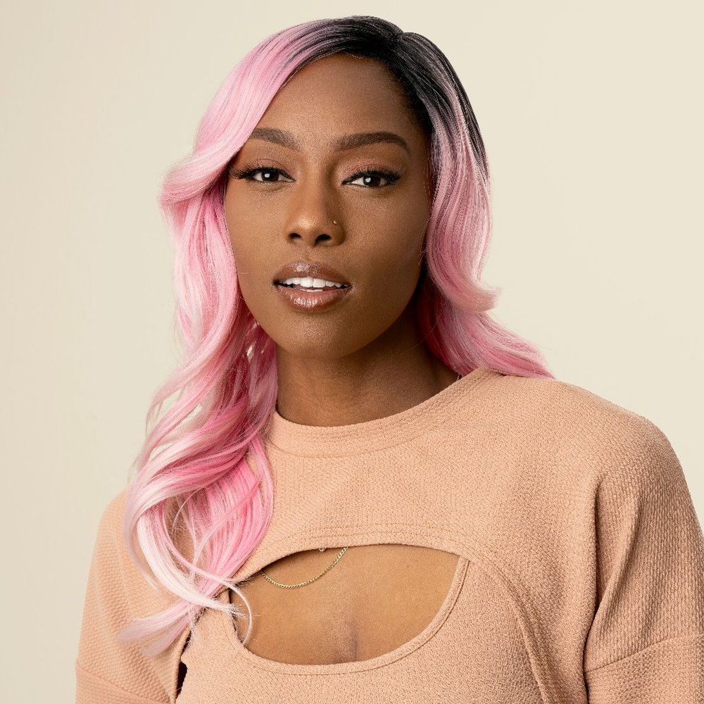 "SOL 21" Side Part Synthetic Loose Curl Wig (Color Shown: T1B/Pink)